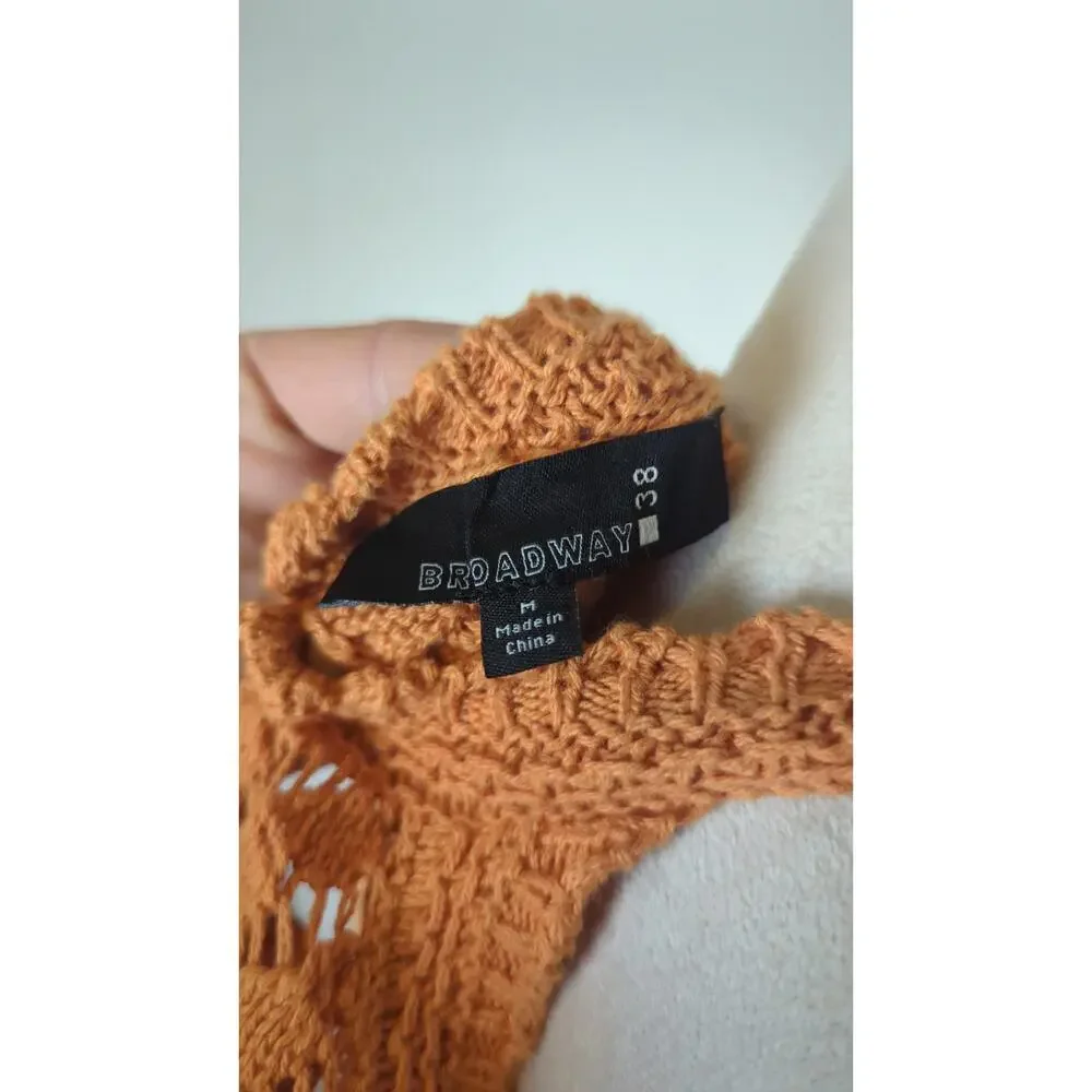 Soft Girl Crochet Halter Top in Orange /Peach Boho Coquette Knit Tank